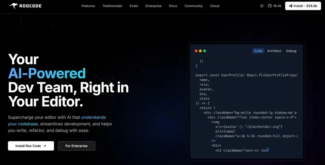 Roo Code AI pair-programmer integrated into VS Code editor