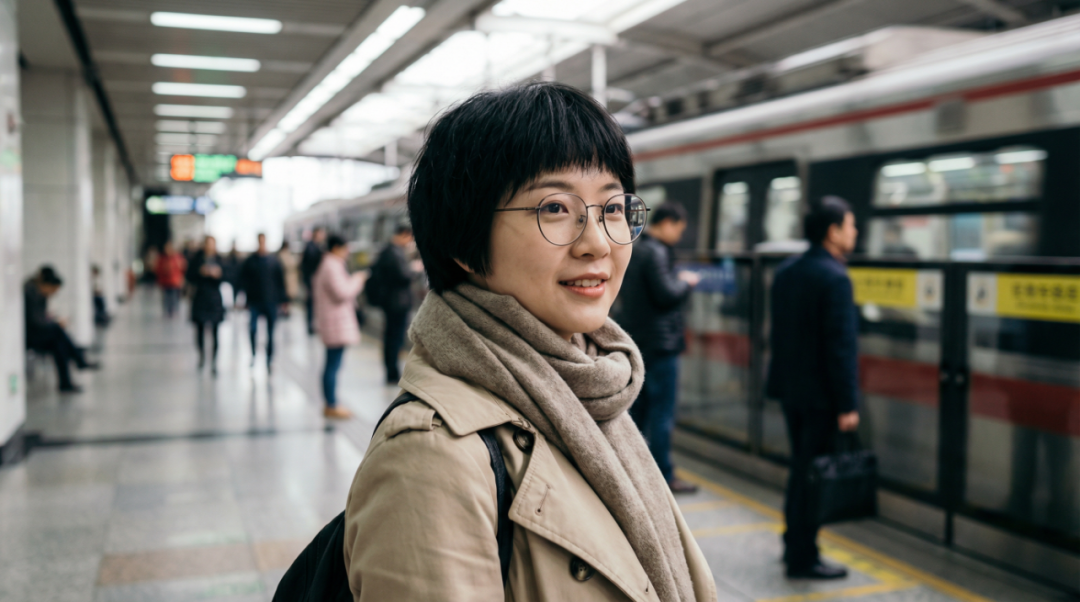 Initial character portrait generated by Nano Banana Pro showing young woman with glasses for character consistency demonstration