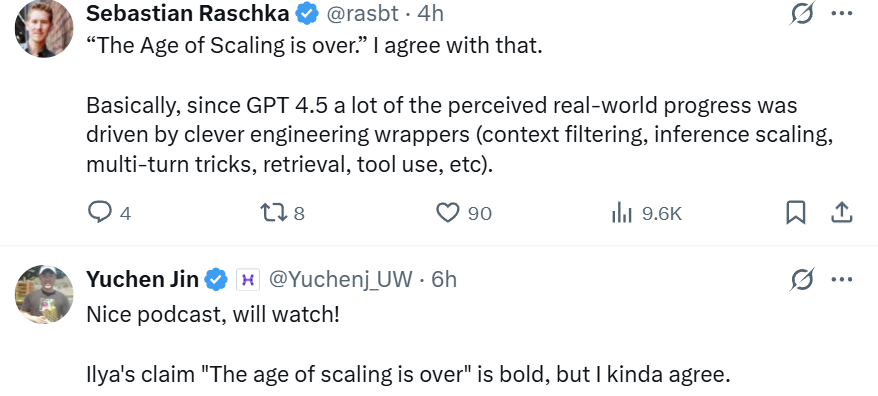 Ilya Sutskever interview with Dwarkesh Patel discussing the end of the Age of Scaling and the transition to the Age of Research in AI development