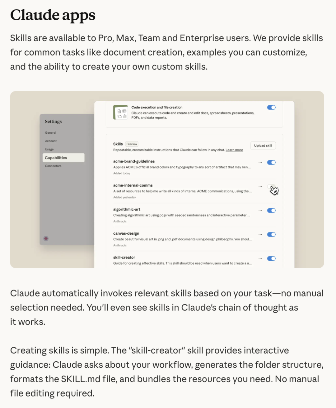 Claude Code documentation showing file system and bash approach for AI agent architecture