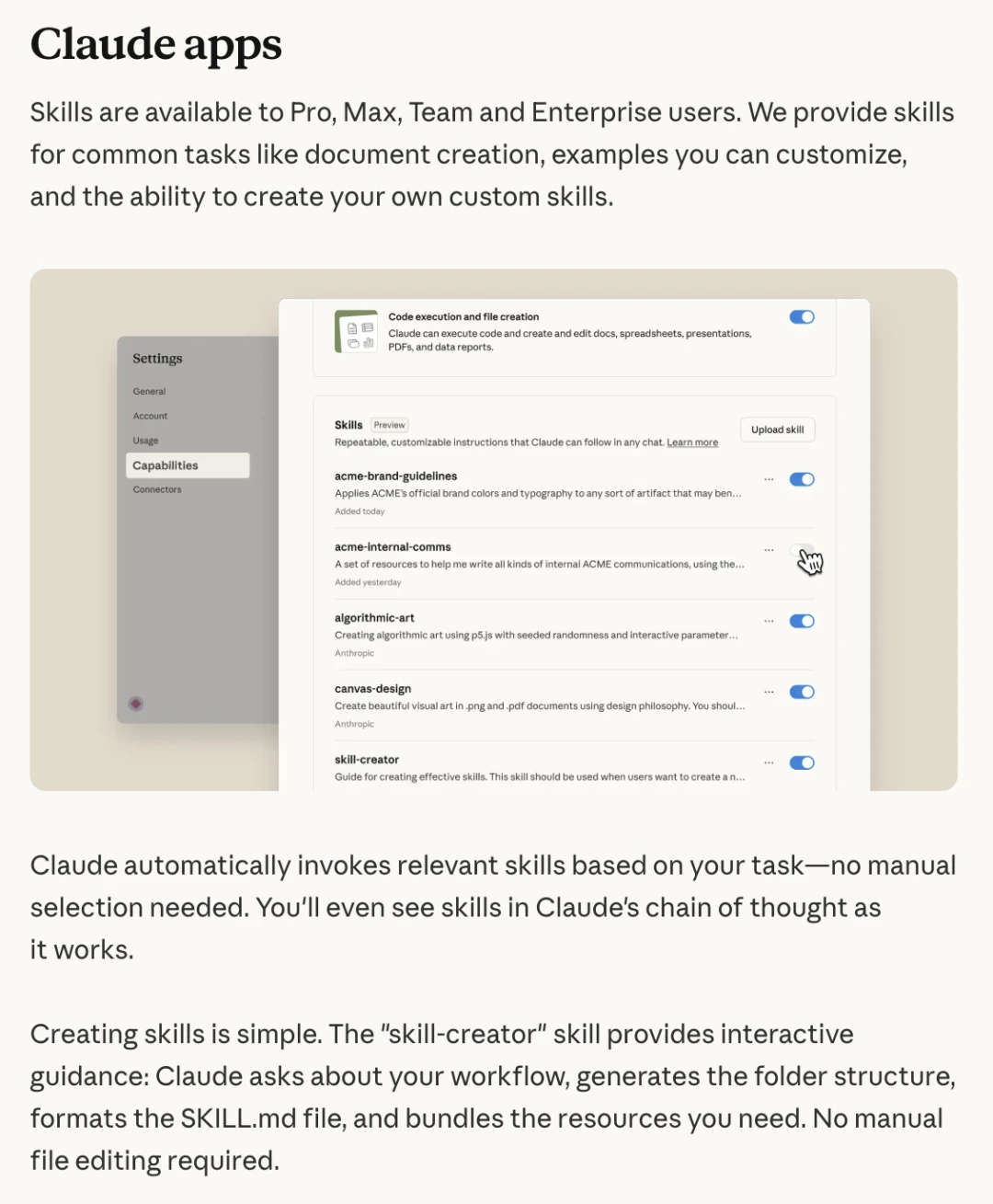 Claude Code documentation showing file system and bash approach for AI agent architecture