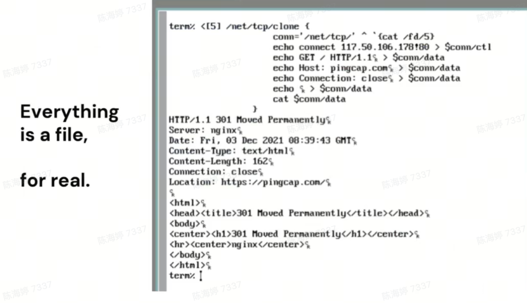 Plan 9 operating system architecture diagram showing everything as a file system
