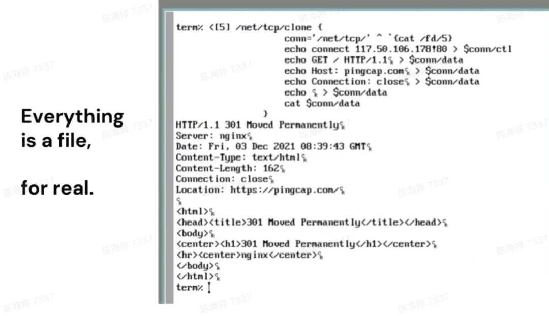 Plan 9 operating system architecture diagram showing everything as a file system