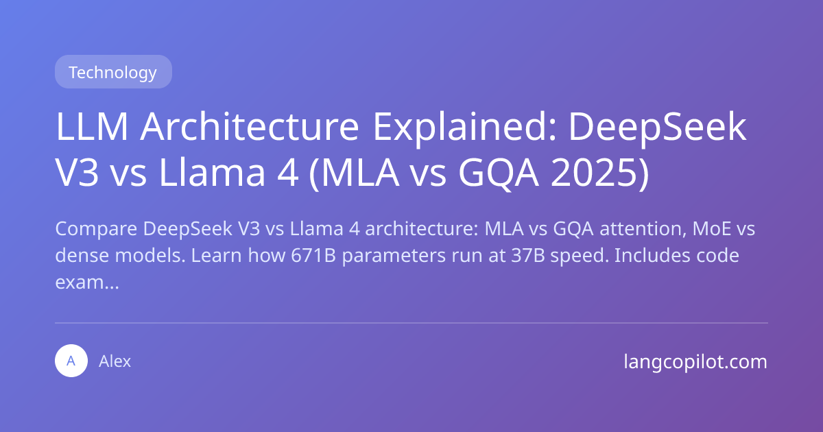 LLM Architecture Explained: DeepSeek V3 vs Llama 4 (MLA vs GQA 2025 ...